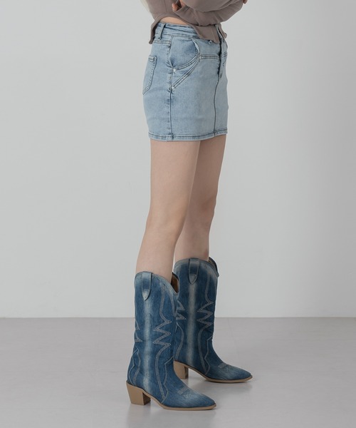 FOLLOWIN（フォロウィン）の「ポイントデニムジーンズウエスタンブーツ（スニーカー・レディース・ブラック/ブルー・23cm/24cm/25cm）」の11枚目の写真