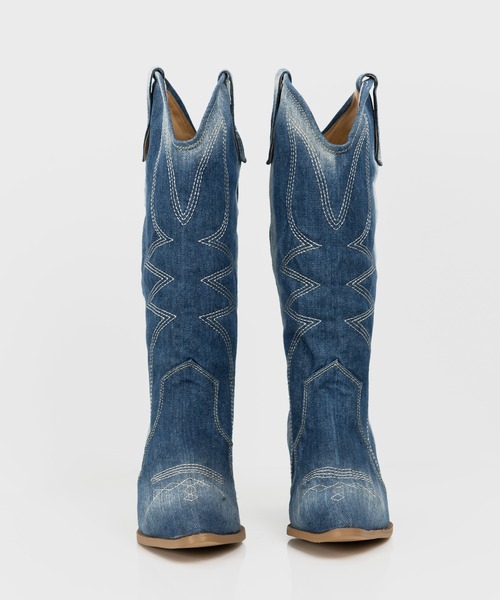 FOLLOWIN（フォロウィン）の「ポイントデニムジーンズウエスタンブーツ（スニーカー・レディース・ブラック/ブルー・23cm/24cm/25cm）」の21枚目の写真