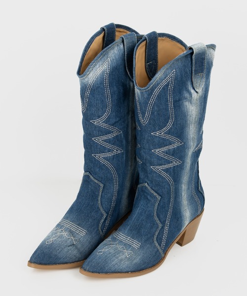 FOLLOWIN（フォロウィン）の「ポイントデニムジーンズウエスタンブーツ（スニーカー・レディース・ブラック/ブルー・23cm/24cm/25cm）」の15枚目の写真