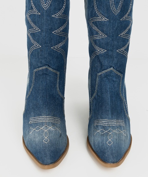 FOLLOWIN（フォロウィン）の「ポイントデニムジーンズウエスタンブーツ（スニーカー・レディース・ブラック/ブルー・23cm/24cm/25cm）」の18枚目の写真