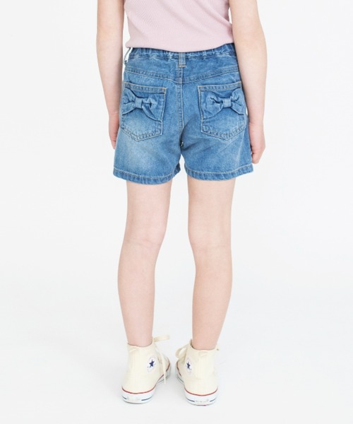 BRANSHES(ブランシェス)の「リボンポケットデニムショートパンツ(その他パンツ・キッズ・ブルー/ネイビー・140/110/130/90/150/120/100)」の1枚目の写真