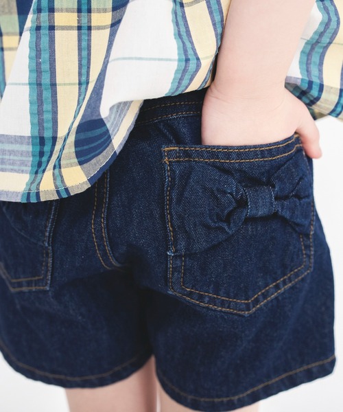 BRANSHES(ブランシェス)の「リボンポケットデニムショートパンツ(その他パンツ・キッズ・ブルー/ネイビー・140/110/130/90/150/120/100)」の3枚目の写真
