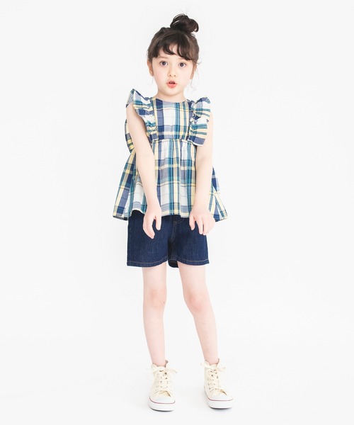 BRANSHES(ブランシェス)の「リボンポケットデニムショートパンツ(その他パンツ・キッズ・ブルー/ネイビー・140/110/130/90/150/120/100)」の4枚目の写真
