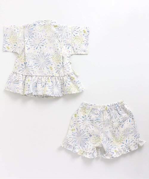 apres les cours(アプレレクール)の「水彩花火柄甚平(浴衣・キッズ・ピンク/ブルー・90/100/110/120/80/130)」の14枚目の写真