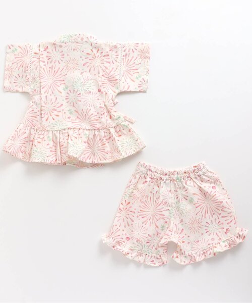 apres les cours(アプレレクール)の「水彩花火柄甚平(浴衣・キッズ・ピンク/ブルー・90/100/110/120/80/130)」の7枚目の写真