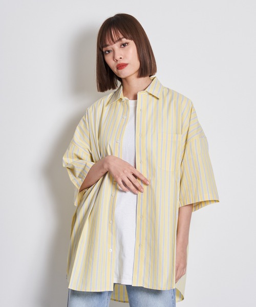 JACKROSE（ジャックローズ）の「JE・ブロードビックシャツ（シャツ/ブラウス・メンズ・ホワイト/ホワイト×ブルー/ブルー/サックスブルー/パープル/イエロー・M/L）」の6枚目の写真