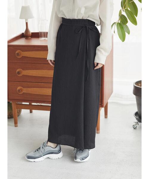 AMERICAN HOLIC（アメリカンホリック）の「ラップ楊柳細見えスカート（スカート・レディース・ブラック/ラベンダー・S/M/L）」の3枚目の写真