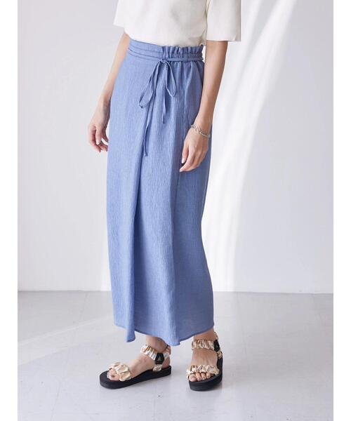 AMERICAN HOLIC（アメリカンホリック）の「ラップ楊柳細見えスカート（スカート・レディース・ブラック/ラベンダー・S/M/L）」の4枚目の写真