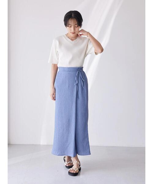 AMERICAN HOLIC（アメリカンホリック）の「ラップ楊柳細見えスカート（スカート・レディース・ブラック/ラベンダー・S/M/L）」の9枚目の写真