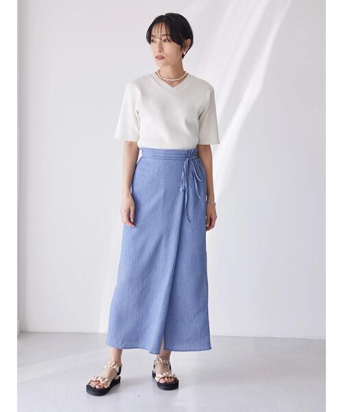 AMERICAN HOLIC（アメリカンホリック）の「ラップ楊柳細見えスカート（スカート・レディース・ブラック/ラベンダー・S/M/L）」の10枚目の写真