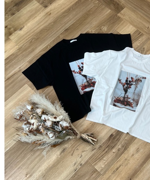 y/m by れぽすけ（イムバイレポスケ）の「ルーズシルエットアートプリントTシャツ　【from me to y/m】（Tシャツ/カットソー・メンズ・ホワイト/ブラック・MEDIUM/LARGE）」の22枚目の写真