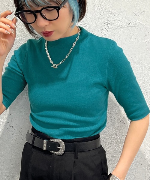 apres jour mignon(アプレジュールミニョン)の「リブハイネックカットソー【ZOZOTOWN限定アイテム】(Tシャツ/カットソー・レディース・オレンジ/グリーン/ブラック/ライトイエロー/ブルー系その他/ピンク/オフホワイト・フリー/X-LARGE)」の5枚目の写真