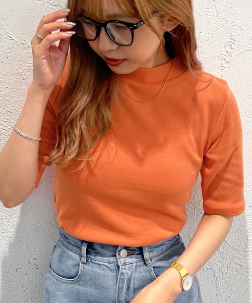 apres jour mignon(アプレジュールミニョン)の「リブハイネックカットソー【ZOZOTOWN限定アイテム】(Tシャツ/カットソー・レディース・オレンジ/グリーン/ブラック/ライトイエロー/ブルー系その他/ピンク/オフホワイト・フリー/X-LARGE)」の7枚目の写真