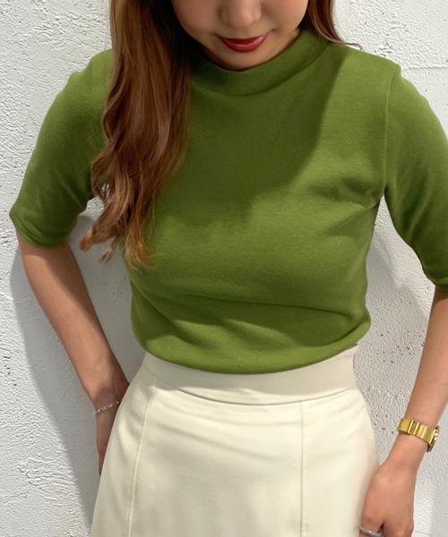 apres jour mignon(アプレジュールミニョン)の「リブハイネックカットソー【ZOZOTOWN限定アイテム】(Tシャツ/カットソー・レディース・オレンジ/グリーン/ブラック/ライトイエロー/ブルー系その他/ピンク/オフホワイト・フリー/X-LARGE)」の4枚目の写真