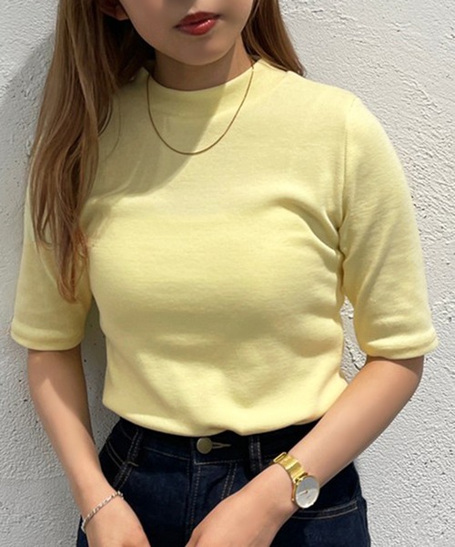 apres jour mignon(アプレジュールミニョン)の「リブハイネックカットソー【ZOZOTOWN限定アイテム】(Tシャツ/カットソー・レディース・オレンジ/グリーン/ブラック/ライトイエロー/ブルー系その他/ピンク/オフホワイト・フリー/X-LARGE)」の8枚目の写真