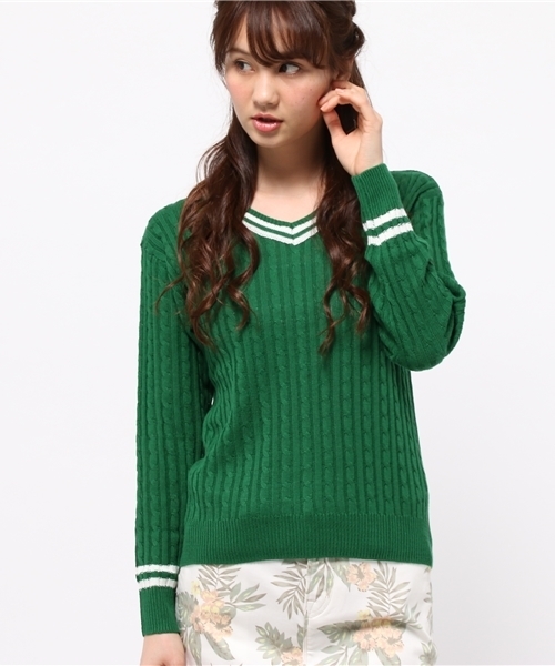 earth music&ecology（アースミュージックアンドエコロジー）の「チルデンニットプルオーバー（ニット/セーター・レディース・オフホワイト/LT.Gray/ネイビー/グリーン・SMALL/MEDIUM）」の3枚目の写真