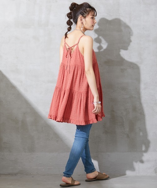 SMILE LAND（スマイルランド）の「大きいサイズ バックリボンティアードキャミソールチュニック（キャミソール・レディース・オレンジ/ブラック・3L/4L/5L/LL/L）」の22枚目の写真