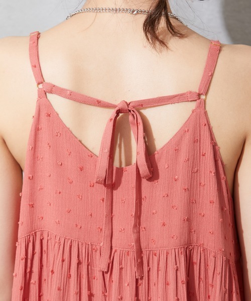 SMILE LAND（スマイルランド）の「大きいサイズ バックリボンティアードキャミソールチュニック（キャミソール・レディース・オレンジ/ブラック・3L/4L/5L/LL/L）」の12枚目の写真