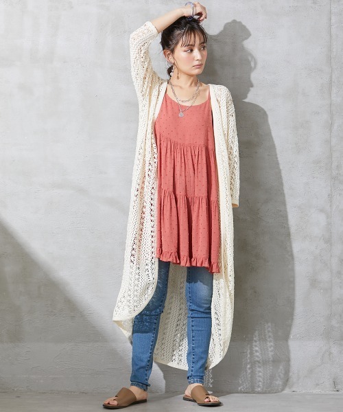 SMILE LAND（スマイルランド）の「大きいサイズ バックリボンティアードキャミソールチュニック（キャミソール・レディース・オレンジ/ブラック・3L/4L/5L/LL/L）」の18枚目の写真