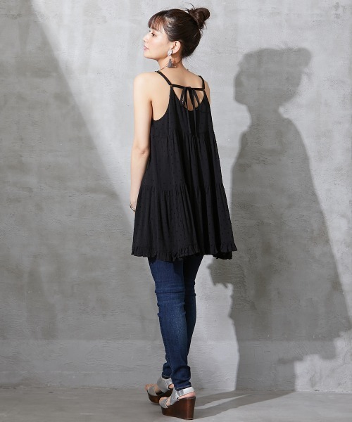 SMILE LAND（スマイルランド）の「大きいサイズ バックリボンティアードキャミソールチュニック（キャミソール・レディース・オレンジ/ブラック・3L/4L/5L/LL/L）」の20枚目の写真