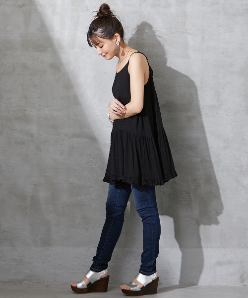 SMILE LAND（スマイルランド）の「大きいサイズ バックリボンティアードキャミソールチュニック（キャミソール・レディース・オレンジ/ブラック・3L/4L/5L/LL/L）」の19枚目の写真