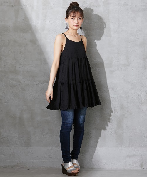 SMILE LAND（スマイルランド）の「大きいサイズ バックリボンティアードキャミソールチュニック（キャミソール・レディース・オレンジ/ブラック・3L/4L/5L/LL/L）」の21枚目の写真