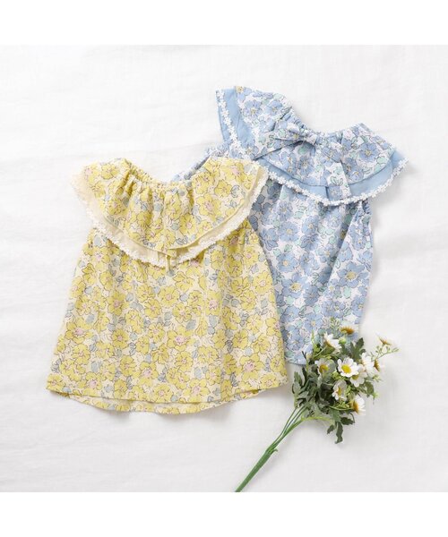 apres les cours（アプレレクール）の「ボタニカルチュニック（チュニック・キッズ・サックスブルー/イエロー・120/140/80/130/110/100/90）」の3枚目の写真