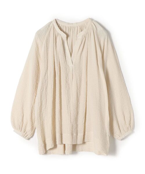 SHIPS Days（シップスデイズ）の「SHIPS Days: 綿ガーゼ カフタン ギャザーブラウス（シャツ/ブラウス・レディース・オフホワイト/ブラック/ベージュ・ONE SIZE）」の3枚目の写真