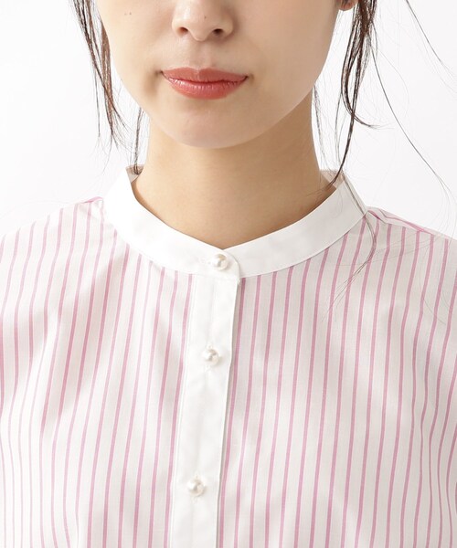 DRESKIP（ドレスキップ）の「◆配色パール調ボタンブラウス（シャツ/ブラウス・レディース・ピンク系7/ブルー系2/ホワイト系5・02/03/04）」の7枚目の写真