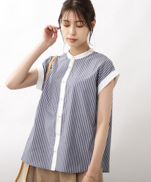 DRESKIP（ドレスキップ）の「◆配色パール調ボタンブラウス（シャツ/ブラウス・レディース・ピンク系7/ブルー系2/ホワイト系5・02/03/04）」の18枚目の写真