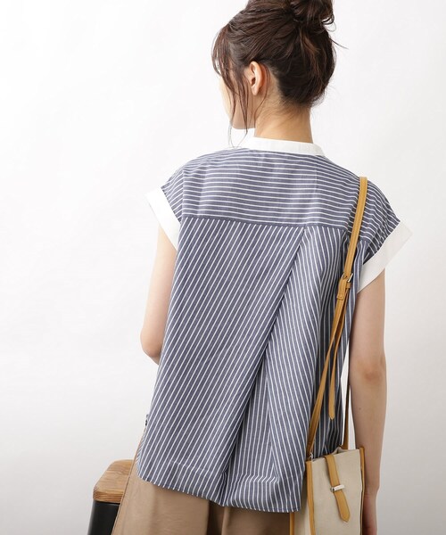 DRESKIP（ドレスキップ）の「◆配色パール調ボタンブラウス（シャツ/ブラウス・レディース・ピンク系7/ブルー系2/ホワイト系5・02/03/04）」の19枚目の写真