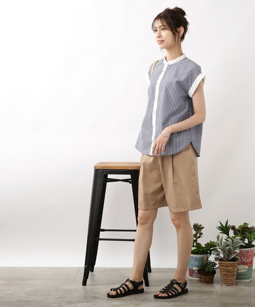 DRESKIP（ドレスキップ）の「◆配色パール調ボタンブラウス（シャツ/ブラウス・レディース・ピンク系7/ブルー系2/ホワイト系5・02/03/04）」の22枚目の写真