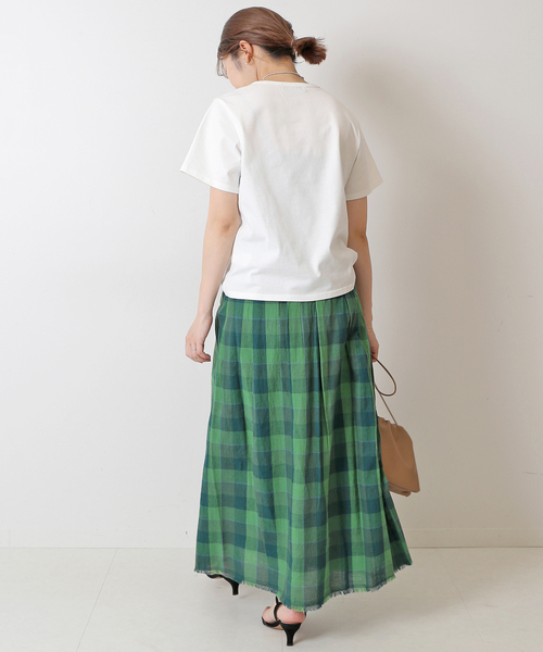 yellow様 美品 SLOBE IENA チェック ロングプリーツスカート セール】リネンチェックタックキルトスカート（スカート