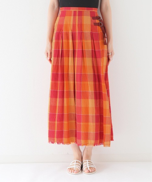 SLOBE IENA（スローブイエナ）の「リネンチェックタックキルトスカート（スカート・レディース・オレンジ/グリーン・FREE）」の20枚目の写真