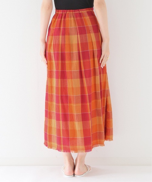 SLOBE IENA（スローブイエナ）の「リネンチェックタックキルトスカート（スカート・レディース・オレンジ/グリーン・FREE）」の22枚目の写真