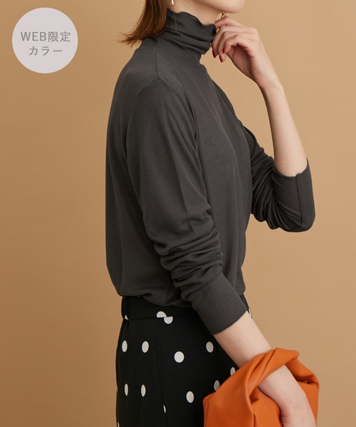 ROPE' PICNIC（ロペピクニック）の「【WEB限定カラー:チャコール,オレンジ】シアーカットタートル（Tシャツ/カットソー・レディース・チャコールグレー/ブラック/オレンジ/グリーン/グリーン系その他/キナリ/イエロー系その他4・38）」の4枚目の写真