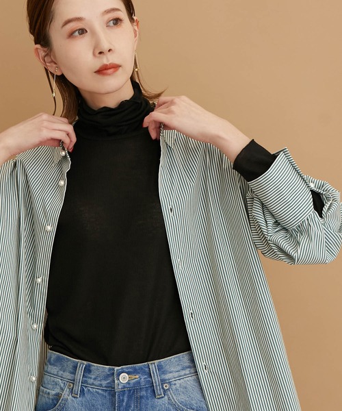 ROPE' PICNIC（ロペピクニック）の「【WEB限定カラー:チャコール,オレンジ】シアーカットタートル（Tシャツ/カットソー・レディース・チャコールグレー/ブラック/オレンジ/グリーン/グリーン系その他/キナリ/イエロー系その他4・38）」の3枚目の写真