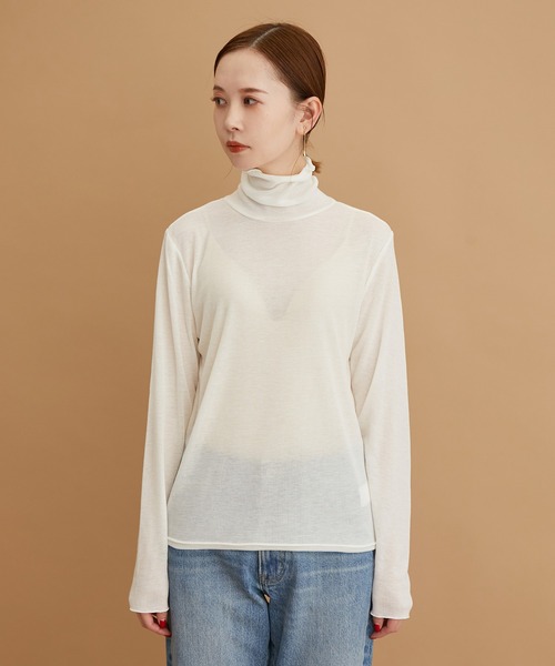 ROPE' PICNIC(ロペピクニック)の「【WEB限定カラー:チャコール,オレンジ】シアーカットタートル(Tシャツ/カットソー・レディース・チャコールグレー/ブラック/オレンジ/グリーン/グリーン系その他/キナリ/イエロー系その他4・38)」の20枚目の写真