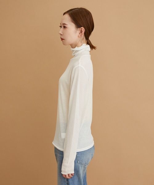ROPE' PICNIC(ロペピクニック)の「【WEB限定カラー:チャコール,オレンジ】シアーカットタートル(Tシャツ/カットソー・レディース・チャコールグレー/ブラック/オレンジ/グリーン/グリーン系その他/キナリ/イエロー系その他4・38)」の16枚目の写真