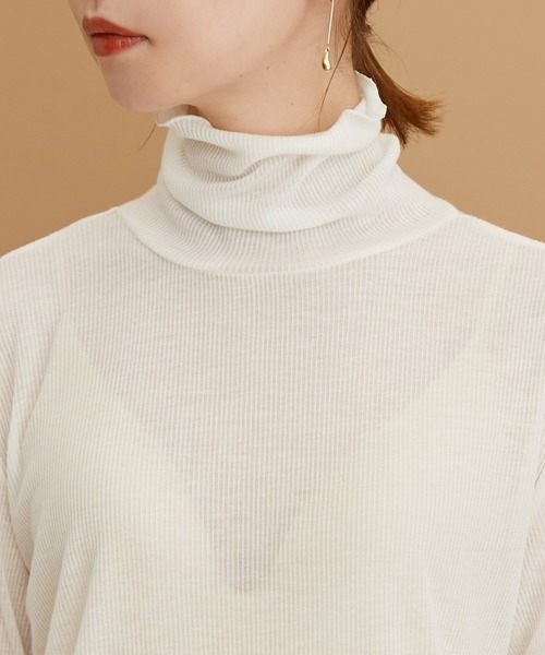 ROPE' PICNIC(ロペピクニック)の「【WEB限定カラー:チャコール,オレンジ】シアーカットタートル(Tシャツ/カットソー・レディース・チャコールグレー/ブラック/オレンジ/グリーン/グリーン系その他/キナリ/イエロー系その他4・38)」の8枚目の写真