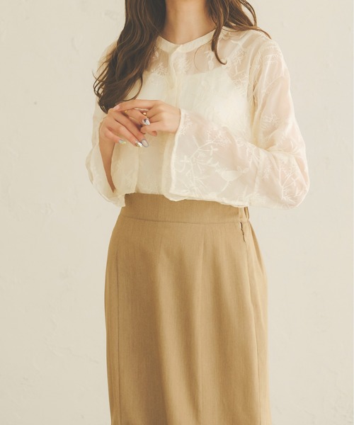 Ambre Neige(アンブルネージュ)の「2WAY花柄刺繍シアーブラウス/【WEB/EC限定商品】(シャツ/ブラウス・レディース・ベージュ/ピンク/アイボリー・FREE)」の13枚目の写真
