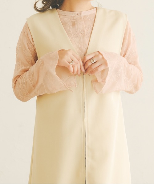 Ambre Neige(アンブルネージュ)の「2WAY花柄刺繍シアーブラウス/【WEB/EC限定商品】(シャツ/ブラウス・レディース・ベージュ/ピンク/アイボリー・FREE)」の7枚目の写真