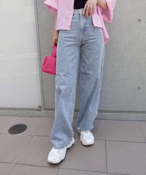 CORNERS（コーナーズ）の「カラーデニムワイドパンツ（デニムパンツ・レディース・ライトブルー/ブラック/グレー/ブルー/グリーン/ベージュ系その他/ロイヤルブルー・M）」の5枚目の写真