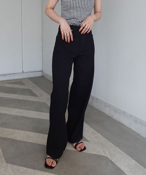 CORNERS（コーナーズ）の「カラーデニムワイドパンツ（デニムパンツ・レディース・ライトブルー/ブラック/グレー/ブルー/グリーン/ベージュ系その他/ロイヤルブルー・M）」の10枚目の写真