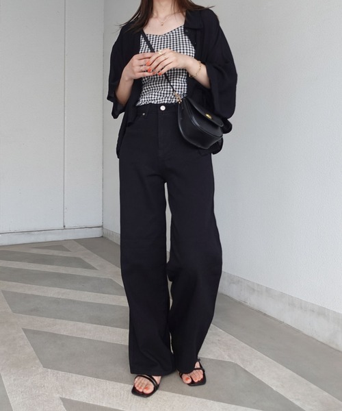 CORNERS（コーナーズ）の「カラーデニムワイドパンツ（デニムパンツ・レディース・ライトブルー/ブラック/グレー/ブルー/グリーン/ベージュ系その他/ロイヤルブルー・M）」の11枚目の写真