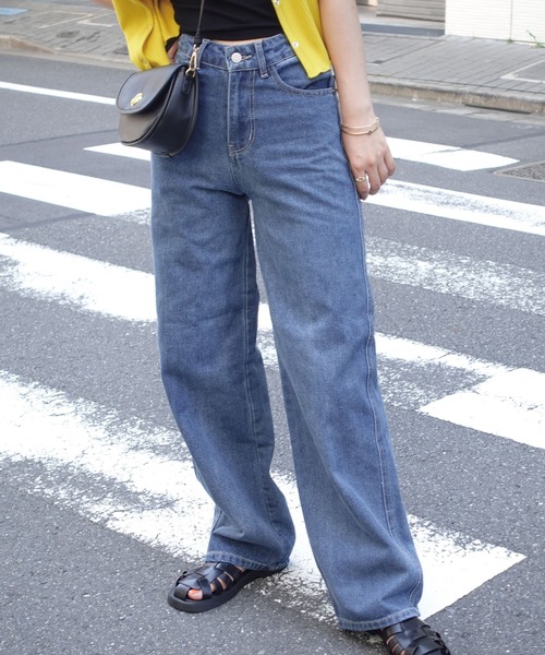 CORNERS（コーナーズ）の「カラーデニムワイドパンツ（デニムパンツ・レディース・ライトブルー/ブラック/グレー/ブルー/グリーン/ベージュ系その他/ロイヤルブルー・M）」の18枚目の写真