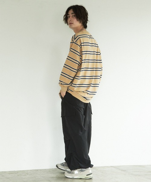 PBLIM（ページボーイリム）の「PAGEBOYLIM/ワッペンボーダーロンT（Tシャツ/カットソー・レディース・ホワイト系その他/ベージュ系その他/ネイビー系・MEDIUM/LARGE）」の9枚目の写真