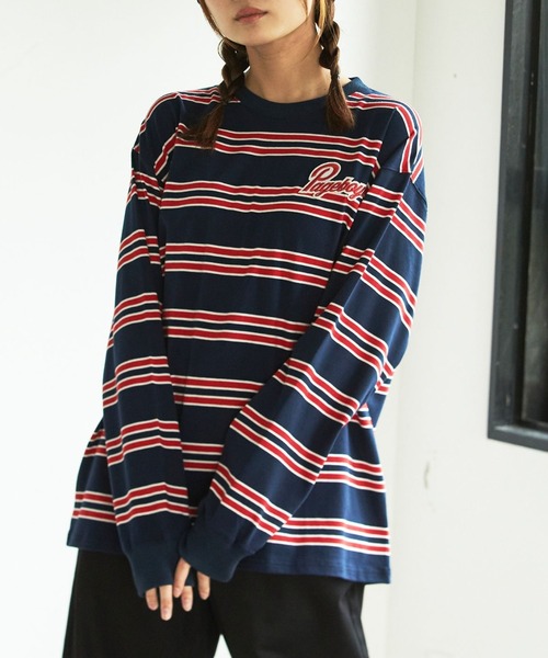 PBLIM（ページボーイリム）の「PAGEBOYLIM/ワッペンボーダーロンT（Tシャツ/カットソー・レディース・ホワイト系その他/ベージュ系その他/ネイビー系・MEDIUM/LARGE）」の12枚目の写真