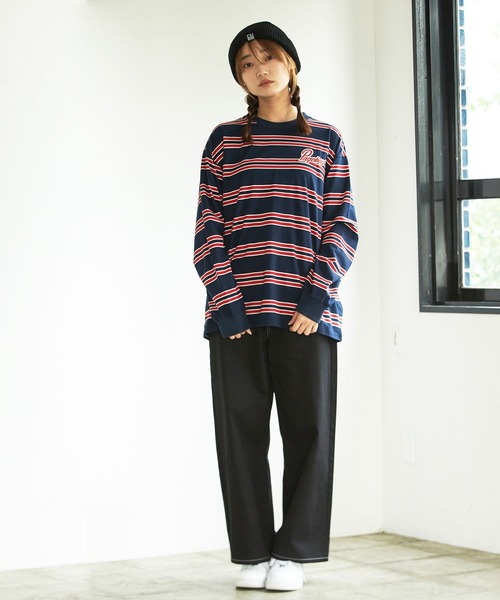 PBLIM（ページボーイリム）の「PAGEBOYLIM/ワッペンボーダーロンT（Tシャツ/カットソー・レディース・ホワイト系その他/ベージュ系その他/ネイビー系・MEDIUM/LARGE）」の13枚目の写真