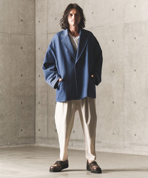 GLIMCLAP（グリムクラップ）の「mj8719-Cocoon silhouette jacket ジャケット（テーラードジャケット・メンズ・ブラック/ネイビー/グレー系その他・S/M/L）」の18枚目の写真